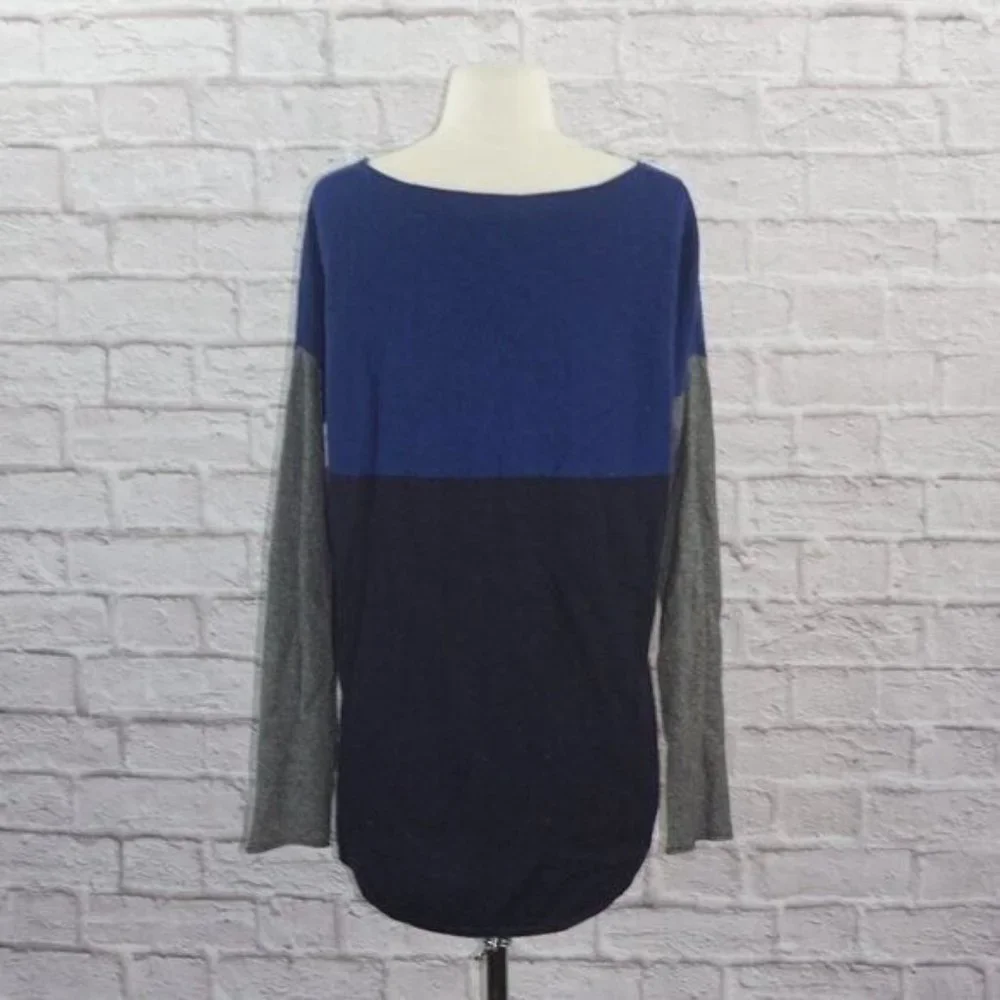 Vince Colorblock Blue Gray Wool Cashmere Sweater XS - Picture 2 of 6